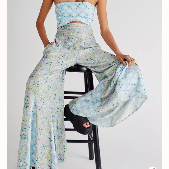 Free People Pants - Free People Juliet Cutouts Strapless Wide Leg Jumpsuit M